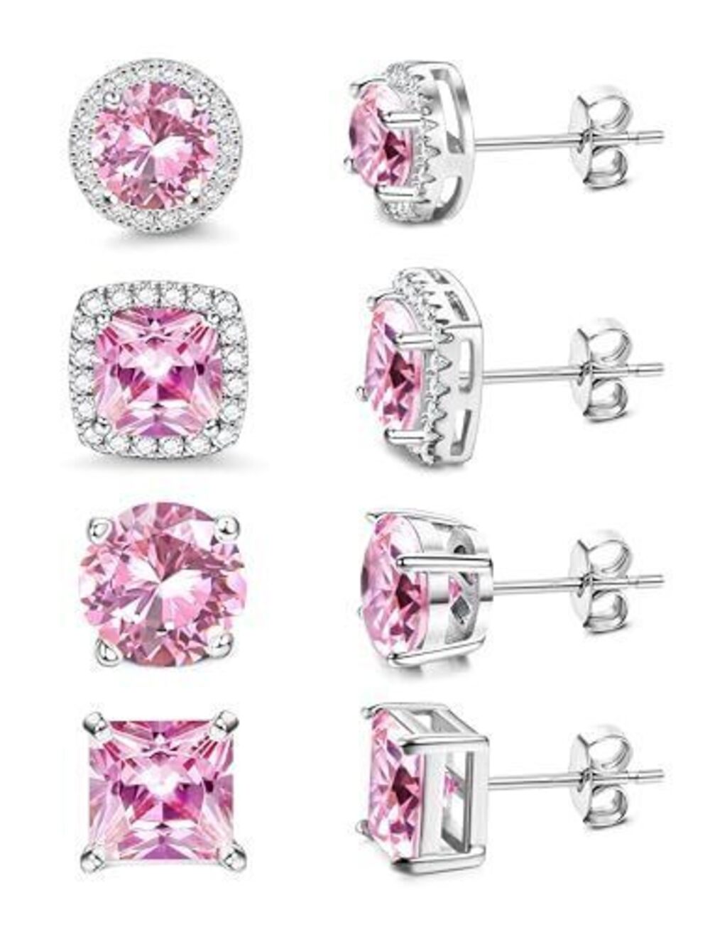 4209 Cubic Zirconia Stud Earrings 18K White Gold Plated Hypoallergenic